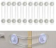 HKYLRAT 10 PackChild Safety Cabinet Locks,Baby Proofing Latches to Cabinets Drawer Door Fridge Oven Toilet Seat Kitchen Cupboard Appliance Trash Can, Adjustable Strap No Drill No Tool (10x 11.3cm)