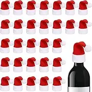 30 Pcs Red Mini Santa Hats for Crafts Wine Bottles Cover Christmas Santa Hat for Christmas Silverware Holders Home Decor Table Dinner Decorations for Christmas Table Setting Xmas Party