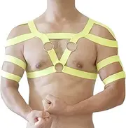 [Generic] Mens Sexy Body Bandage Harness Set Elastic Chest Harness Straps Gay Costume Clubwear Wrestling Singlet Bodysuit