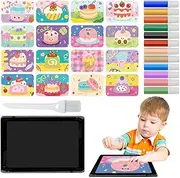 Sand Painting,Colored Sand Art Painting Cards Set | 12 Colors of Sand 16 Peel & Sprinkle Pictures 1 Tray1 Brush Art Tool for Children Arts Educational
