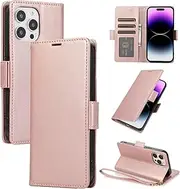 Procarcasa for iPhone 14 Pro Wallet Case,for iPhone 14 Pro Case [6.1 inch] PU Leather Flip Folio Cover with Card Holders Stand Feature Magnetic Clourse Protective Cover-Rose Gold