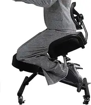 Levede Ergonomic Kneeling Chair with Back Support, Adjustable Stool Home Office Chairs Work Computer Reading Chair Desk Chair with Angled Seat for Better Posture, Thick Comfortable Cushions(Black)