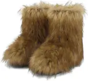 Morakot Fur Boots for Women Platform Mini Boots Y2k Snow Winter Boots Round Toe Comfortable Mid-Calf Boots Short Ankle Boots Fleece Lined Classic U...