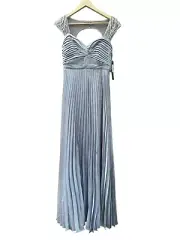 Aidan Aidan Mattox Womens Pleated Beaded Gown Silver Tone 2 NEW NWT