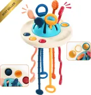 Montessori Baby Toys, UFO Sensory Pull String, Silicone, 18+ Months