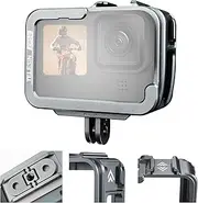 TELESIN Aluminum Cage Protective Case Frame Housing for Go Pro Hero 12 11 10 9 Black, Fits Go Pro with ND CPL Lens Filter Max Lens on Camera, with Cold Shoe Connect to Video Light Microphone