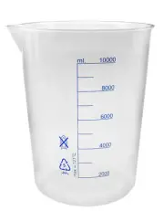 Beaker, 10000ml, Polypropylene, with Spout - Blue Graduations - Eisco Labs