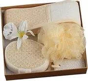 4pcs Body Cleaning Tool Natural Loofah Bath Sponge Scrubber Towel for Exfoliating Skin Reusable Washable Bath Accessories for Men and Women