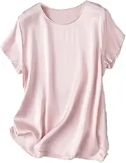 [Generic] T Shirts for Women Woman Silk Tee Short Sleeved O Neck T Shirt Top