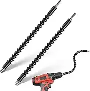 Flexible Drill Extension, 2-Piece Screwdriver Flex Shaft, 11.6-Inch Universal Drill Attachment for Electrical Cabinets and Furniture, Computer Chassis (Black)