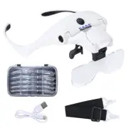 Magnifying Glasses with 4 LED Lights, Headband Magnifier with 5 Detachable Le...