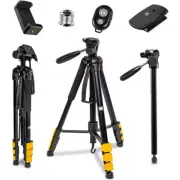 70 In. Aluminum Camera Tripod Converts to 64.5 In. Monopod with Bluetooth.