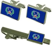 [Select Gifts] Pohnpei (Ponape) Flag Cufflinks Tie Clip Matching Box Gift Set
