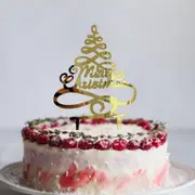 Gold Acrylic Christmas Tree Cake Topper