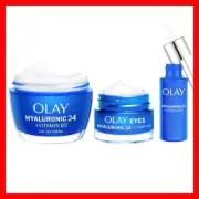 Hydrating Olay Hyaluronic24 [Bundle - Day Gel Cream 50ml, Eye Gel 15ml, Serum 40