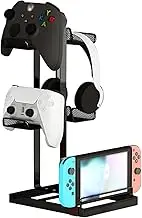 Controller Holder 2 Tiers, Game Controller and Headset Display Stand with Headset Stand for Switch/Xbox/PS4/PS5 All Universal Gaming Accessories, Desk Storage Organizer (Black)