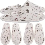Homoyoyo Disposable Closed Toe Cotton Slippers for Men and Women - 4 Pairs of Imitation Linen Indoor Slippers for Home - Hotel and Travel Comfort