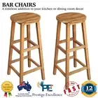 Set of 2 Wooden Bar Chairs Solid Acacia Wood Stools Kitchen Dining Seat Counter