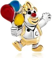 [SBI Jewelry] Red Nose Blue Yellow Balloon Happy Clown Charm Compatible with Pandora Bracelet Women Girls Party Silver Bead Birthday Anniversary, Copper, No Gemstone