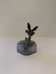 Mini Pewter Fairy Figurine Sitting On Tumbled Black Stone