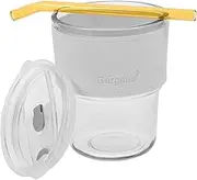 UTHCLO Stylish Glass Cup Straw Lid for Milk Tea Juice Cold Water Office Hotel Restaurant Bar Party Leakproof 250ml Random Color