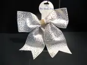 Offray Rhinestone Bling Gold White Cheer 7" x 8" Hair Bow NWT