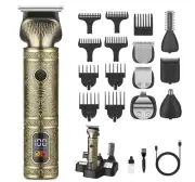 8 in 1 Beard Trimmer for Men, Zero Gapped Trimmer, Men Grooming Kit (Gold)