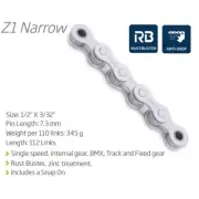 KMC Z1 (Narrow Singlespeed Chain) — 3/32" x 112 Links / Grey — AUS STOCK — Bike