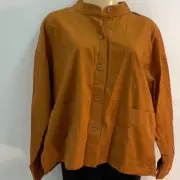 NWT Women’s Eileen Fisher Mandarin Collar Jacket: Size M - Rust