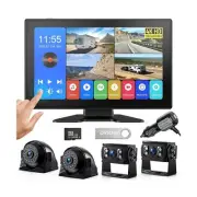 4K RV Backup Camera System 10.1" Quad Split Touchscreen Monitor 4 1080P HD Re...