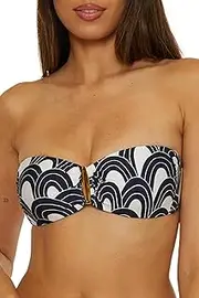 [Trina Turk] Women's Arches Bandeau Bikini Top, Adjustable, Tie Back, Swimwear Separates