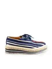 Striped Lace-Up Platform Oxfords