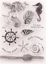 Seaworld Anchor Mermaid Sea Horse Sea Star Stamps Rubber Clear Stamp/Seal Scrapbook/Photo Album Decorative Card Making Clear Stamps