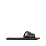 [Prada] Prada Triangle-logo Leather Slides 36.5 IT BLACK