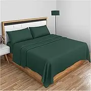 Non Iron Easy Care Super King Flat Sheets- Anti Wrinkle Shrinkage Resistant Hotel Quality Bedding Sheet- Dark Green