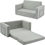 Ulax furniture Kids Fold Out Couch 2-in-1 Children Convertible Sofa to Lounger with Soft Plush Fabric