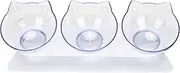 Cat Raised Feeder Bowl, 3 Bowls Transparent Food Grade PVC Material Pet Food Water Bowls, Detachable Cervical Spine Protection Elevated Cat Food Bowls for Pet Cat Dog