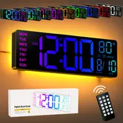 Mpow 10.5" Digital Wall Clock Large Display, with Remote Control, Dual Alarm Clock for Bedroom, 9 Colors, Adjustable Brightness & Volume, Auto DST, ℃/℉, 40 Minutes Countdown