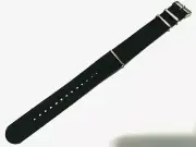 New Fits any 22mm Black Nylon Simple & Easy Pass Thru Watch Band One Piece Light