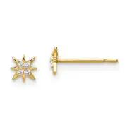 Madi K Kid's Earrings 14k Yellow Gold White Cubic Zirconia Star Post