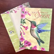 Get Well Soon Hummingbird Greeting Card w/ Matching Envelope