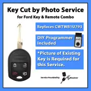 -Key Cut by Photo- Service for New Ford 4-Button Remote Combo Fob for CWTWB1U793