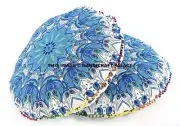 32" Peacock Mandala Tapestry Floor Cushion Cover Round Large Ottoman Poufs Throw