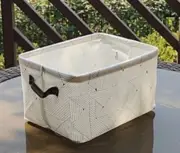 storage rectangle bin cotton canvas desk bag organizer basket blue fish
