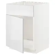 METOD base cabinet f sink w door/front, white/Ringhult white, 60x60x80 cm