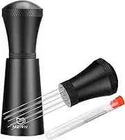 WDT Espresso Distribution Tool Espresso Stirrer Tools for Barista, 0.35mm 7 Needles Espresso Coffee Stirrer with Extra 7 Replaceable Needles, Aluminum Alloy Handle with Stand (Black)