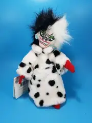 Disney Store CRUELLA DeVil Bean bag Plush 10" stuffed doll 101 Dalmatians NWT