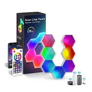 LED Smart Light Intelligent LED Dimmable Odd Light Panel 3/6/10 Packs Hexagonal LED Glow Lights Wifi Bluetooth Alexa RGBIC Smart Wall Lamp Night Light Remote A