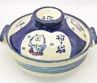 BANKO Ware Lucky Cat Earthen Clay Pot Japanese DONABE Pottery Casserole