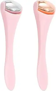 TORMEN Mini Eye & Face Rollers, Stainless Steel Eye Massage Ice Roller, Facial Beauty Tool for reduces puffy eyelids, Dark Circles Relief, Skin Care,muscle soreness,Facial cold compress (2pcs, Pink)
